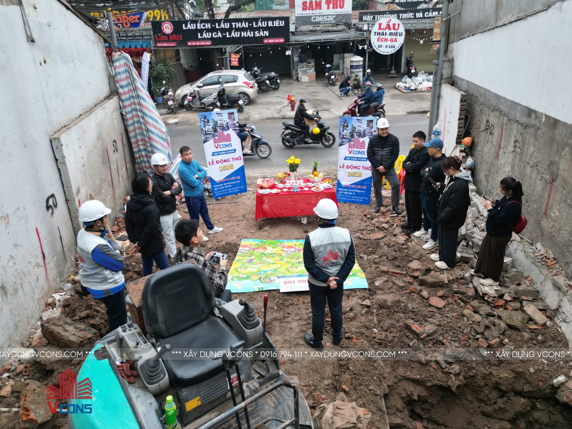 Thi công cọc khoan nhồi nhà 7 tầng 1 bán hầm tại Hà Nội – Giải pháp nền móng vững chắc từ VCONS