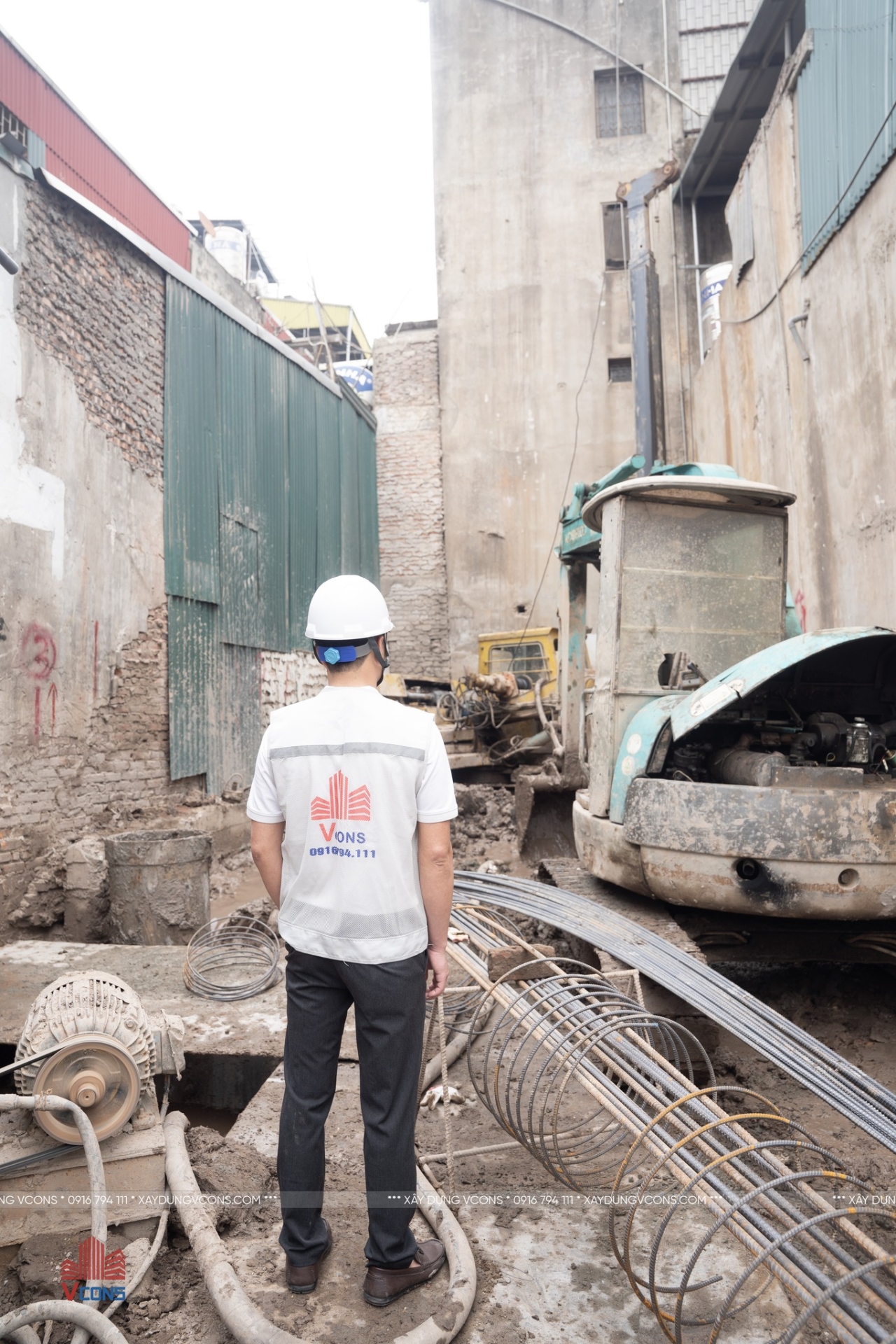 Thi công cọc khoan nhồi nhà 7 tầng 1 bán hầm tại Hà Nội – Giải pháp nền móng vững chắc từ VCONS