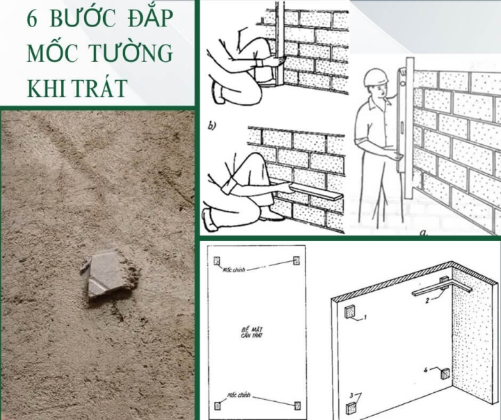 QUY TRÌNH 6 BƯỚC ĐẮP MỐC – TRÁT TƯỜNG