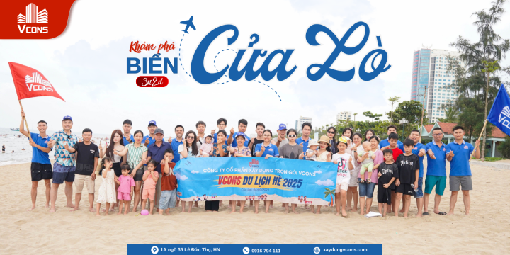 Đại gia đình Vcons du lịch Cửa Lò - Nghệ An 2025  | Xây Dựng Trọn Gói Vcons