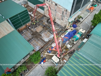 ĐỔ BÊ TÔNG MÓNG CÔNG TRÌNH TRỤ SỞ CÔNG TY BULONG NAM HẢI