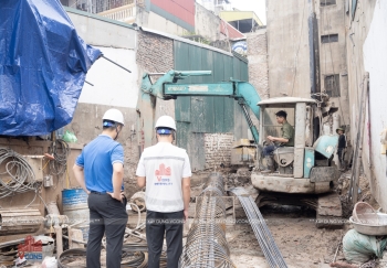Thi công cọc khoan nhồi nhà 7 tầng 1 bán hầm tại Hà Nội – Giải pháp nền móng vững chắc từ VCONS
